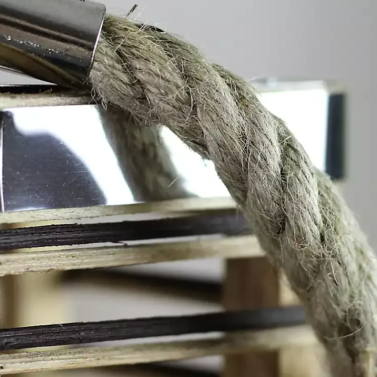 Square Rattan Hurricane Lantern with Jute Rope Lanterns