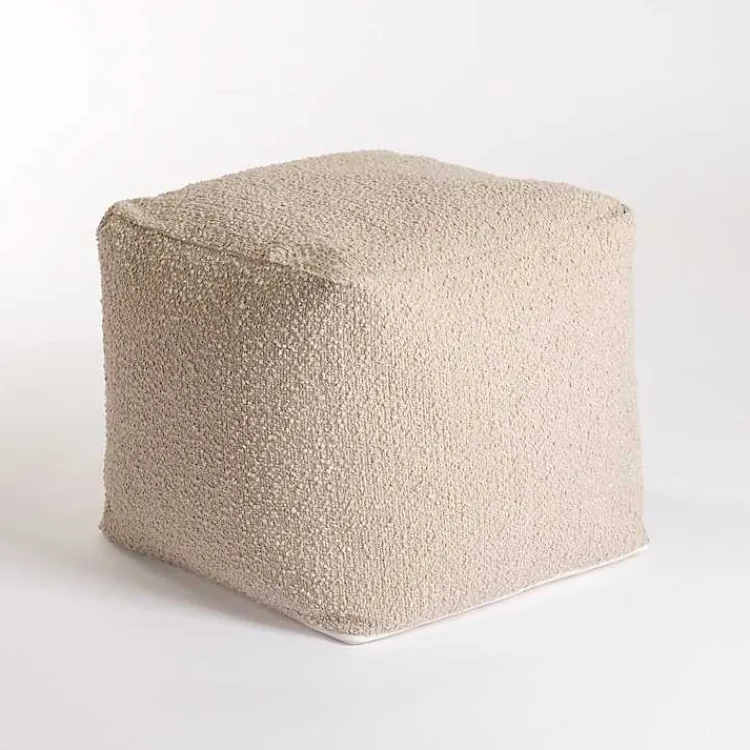 Best Square Sand Boucle Pouf Poufs & Floor Cushions