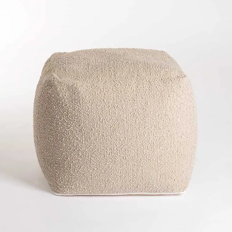 Best Square Sand Boucle Pouf Poufs & Floor Cushions