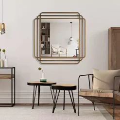 Kirklands Home Decorative Mirrors|Square Shayan Bronze Metal Wall Mirror