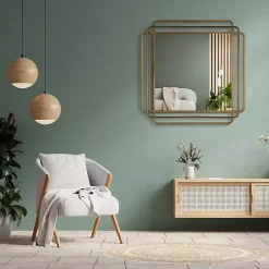 Kirklands Home Decorative Mirrors|Square Shayan Bronze Metal Wall Mirror