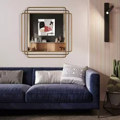 Kirklands Home Decorative Mirrors|Square Shayan Bronze Metal Wall Mirror