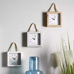 Kirklands Home Clocks|Square Wood Beaded Wall Clocks, Set of 3