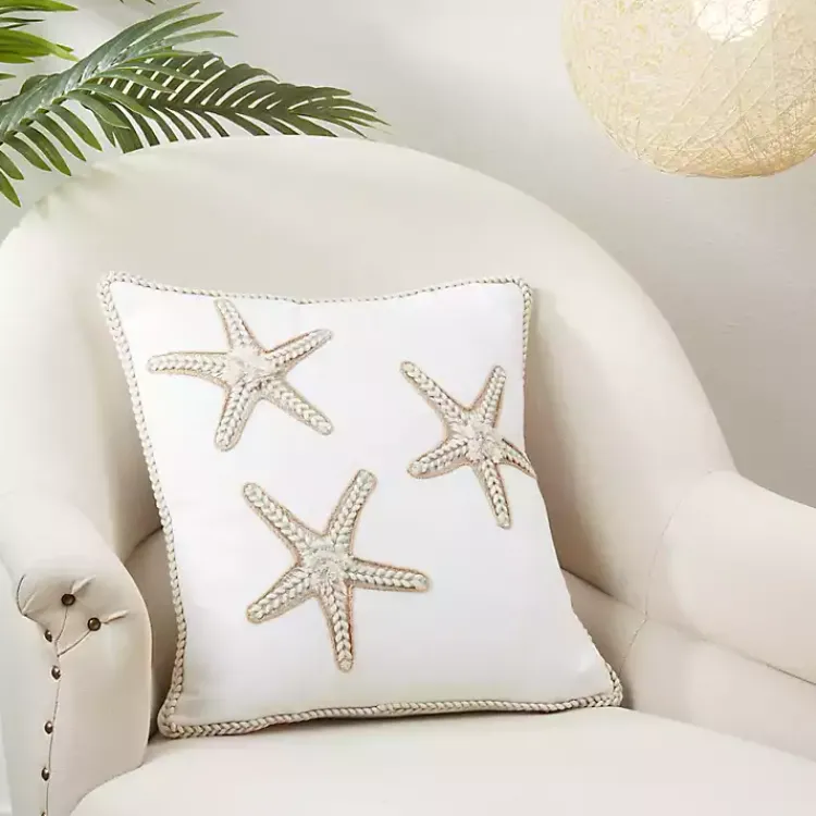 Clearance Starfish Serenity Embroidered Throw Pillow Pillows