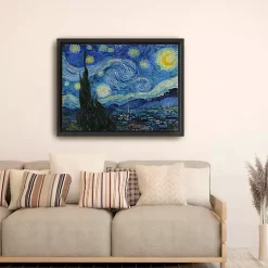 Kirklands Home Canvas Art|Starry Night Framed Canvas Art Print, 32x42 Blue