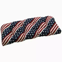 Kirklands Home Outdoor Cushions & Pillows|Stars & Stripes Tufted Outdoor Bench Cushion
