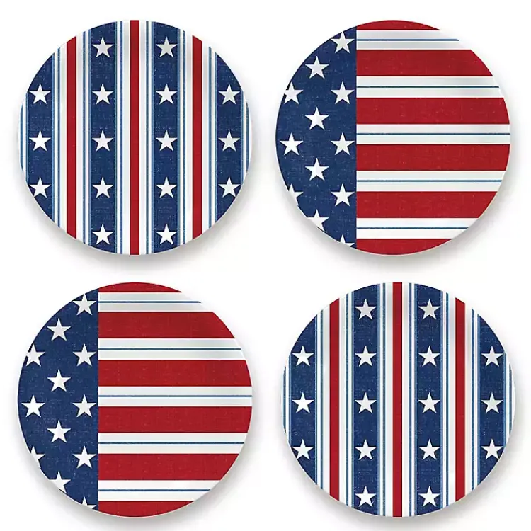 Kirklands Home Outdoor Dining|Stars and Stripes 4-pc. Melamine Appetizer Plates