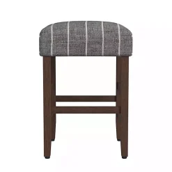 Kirklands Home Bar Stools & Counter Height Stools|Steel Blue and White Striped Backless Stool