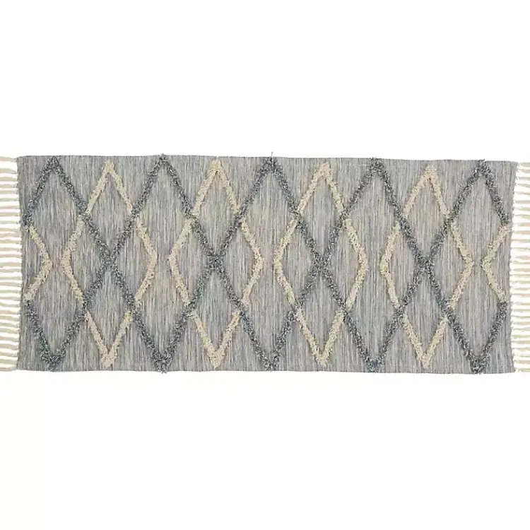 Kirklands Home Area Rugs|Steel Blue Raised Texture Chevron Runner, 2x6