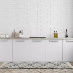 Kirklands Home Area Rugs|Steel Blue Raised Texture Chevron Runner, 2x6