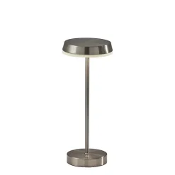 Kirklands Home Outdoor Lighting|Steel Metal Disc Frosted Light Cordless Table Lamp Silver