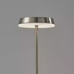 Kirklands Home Outdoor Lighting|Steel Metal Disc Frosted Light Cordless Table Lamp Silver