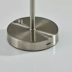 Kirklands Home Outdoor Lighting|Steel Metal Disc Frosted Light Cordless Table Lamp Silver