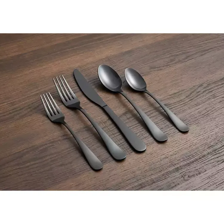 Kirklands Home Flatware & Cutlery|Stevie Satin 20-pc. Flatware Set Black