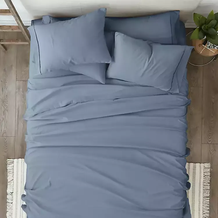 Kirklands Home Bed Sheets|Stone 6-pc. Queen Sheet Set Blue