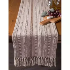 Kirklands Home Table Linens|Stone Braided Stripe Table Runner, 108 in. Brown