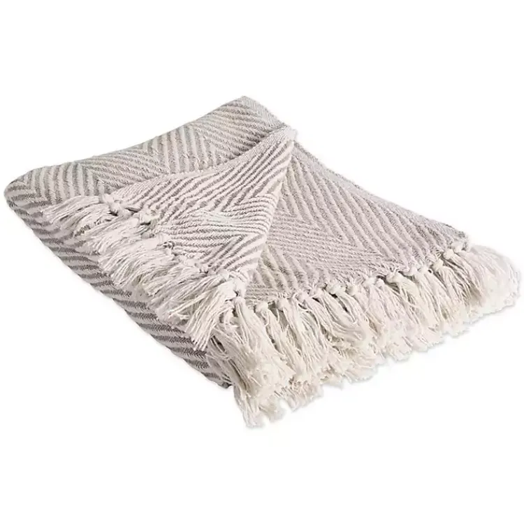 Outlet Stone Chevron and Fringe Throw Blankets & Throws