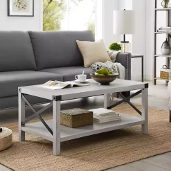 Kirklands Home Coffee Tables|Stone Modern Farmhouse Coffee Table Gray