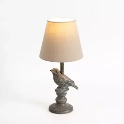 Kirklands Home Table Lamps|Stone Gray Perched Bird Table Lamp Tan