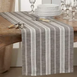 Kirklands Home Table Linens|Stone Gray Thin Striped Table Runner