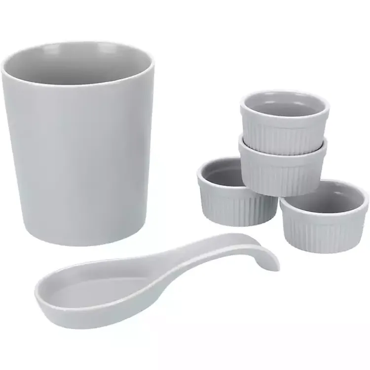 Kirklands Home Kitchen Accessories|Stone Katy 6-pc. Kitchen Accessories Set Gray