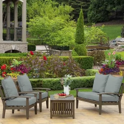 Kirklands Home Outdoor Cushions & Pillows|Stone Leala Texture Outdoor Deep Seat Cushions Gray