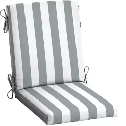 Kirklands Home Outdoor Cushions & Pillows|Stone Stripe Luxe Outdoor Dining Chair Cushion Gray