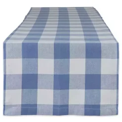 Kirklands Home Table Linens|Stonewash Blue Buffalo Check Table Runner, 72 in.