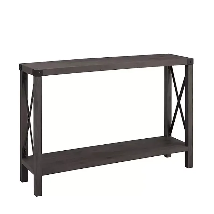 Kirklands Home Console Tables|Stormy Gray X Side Frame Console Table
