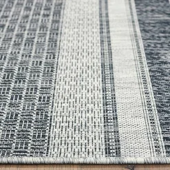 Kirklands Home Outdoor Rugs|Stripe Weave Sun Shower Outdoor Area Rug, 7x9 Gray