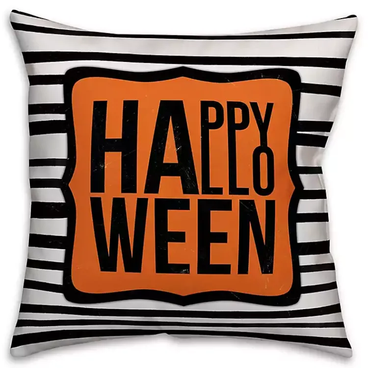 New Striped Happy Halloween Outdoor Pillow Halloween