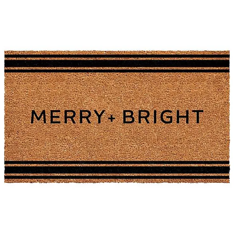 Kirklands Home Doormats|Striped Merry + Bright Coir Doormat