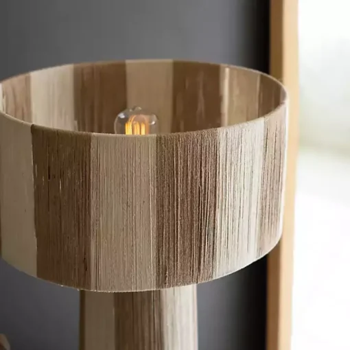 Kirklands Home Table Lamps|Striped Natural Jute Table Lamp Brown