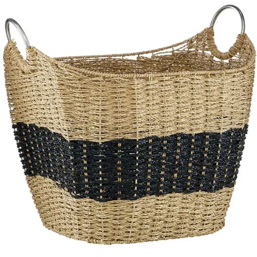 Sale Striped Natural Seagrass Basket Baskets & Boxes