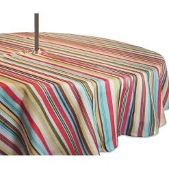 Kirklands Home Outdoor Dining|Summer Stripe Outdoor Round Zipper Table Cloth Multi
