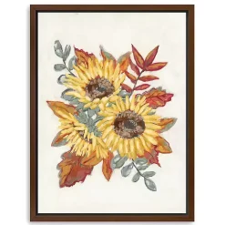 Discount Sunflower and Fall Foliage Framed Canvas Art Print Fall
