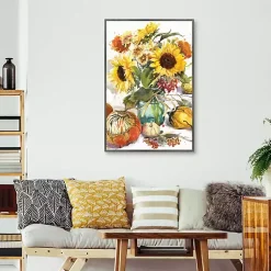 Best Sunflower Mason Jar Framed Canvas Art Print Fall