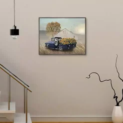 Clearance Sunflower Truck Framed Canvas Art Print Fall