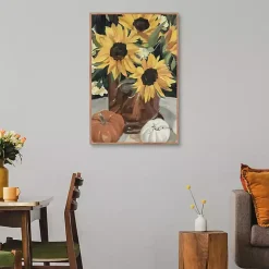 Kirklands Home Canvas Art|Sunflower Vase and Pumpkins Framed Canvas Print