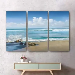 Kirklands Home Canvas Art|Sweeping Blue Canvas Art Prints, Set of 3