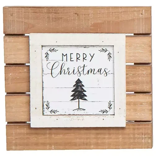 Outlet Tabletop Wood Plank Christmas Plaques, Set of 3 Christmas Decorations