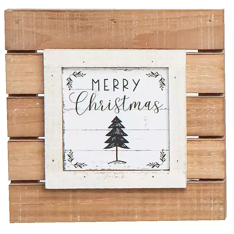 Outlet Tabletop Wood Plank Christmas Plaques, Set of 3 Christmas Decorations