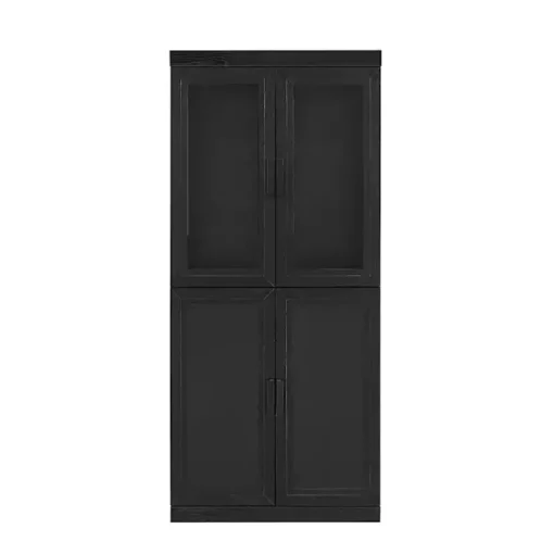 Kirklands Home Cabinets & Sideboards|Tall Black Wood and 4-Door Storage Cabinet