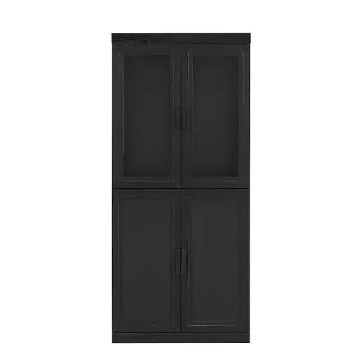 Kirklands Home Cabinets & Sideboards|Tall Black Wood and 4-Door Storage Cabinet