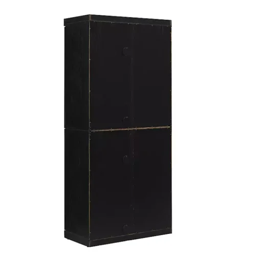 Kirklands Home Cabinets & Sideboards|Tall Black Wood and 4-Door Storage Cabinet