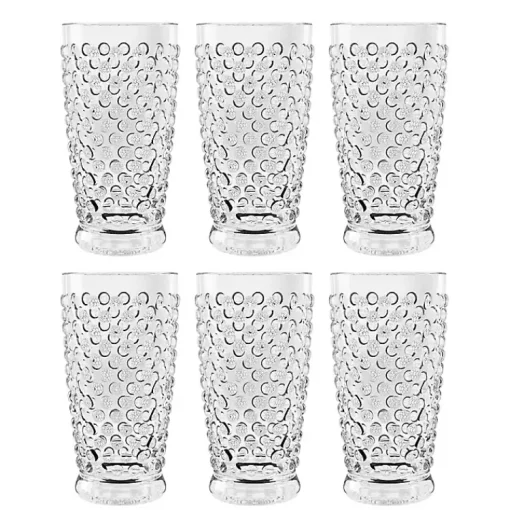 Kirklands Home Outdoor Dining|Tall Embossed Acrylic Tumblers, Set of 6 Clear