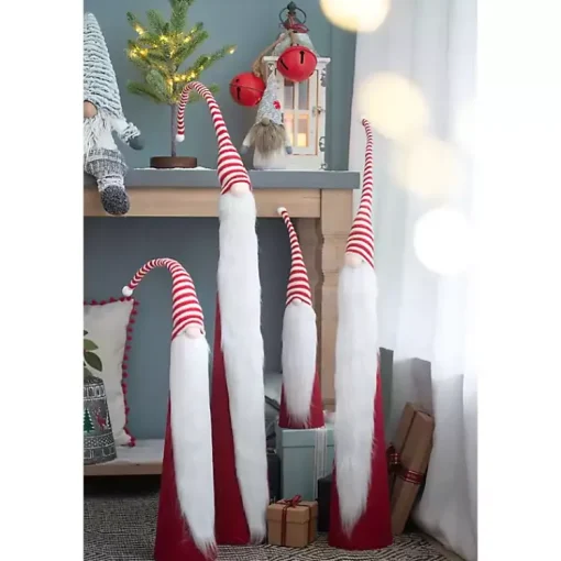 Outlet Tall Red and White Santa Gnomes, Set of 4 Christmas Decorations