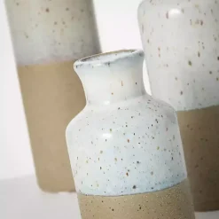 Tall Terracotta Two-Toned Speckled Vases, Set of 3 Vases