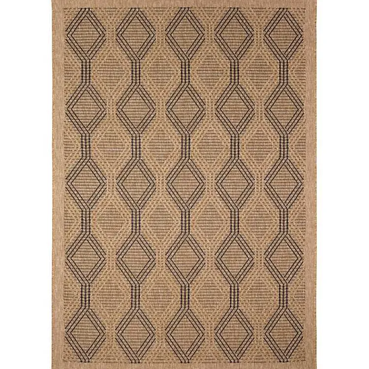 Kirklands Home Outdoor Rugs|Tan & Black Diamonds Indoor/Outdoor Area Rug, 5x7
