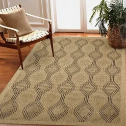 Kirklands Home Outdoor Rugs|Tan & Black Diamonds Indoor/Outdoor Area Rug, 5x7